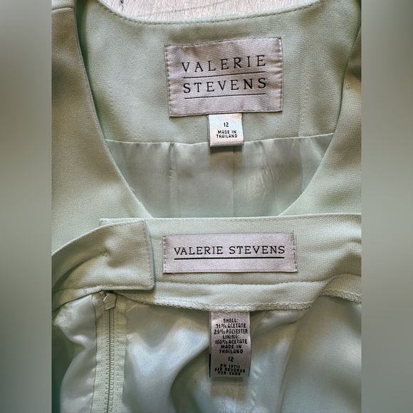 Valerie Stevens Skirt Suit Set Size 12 | Mint Green | Embroidered Blazer - Picture 12 of 14